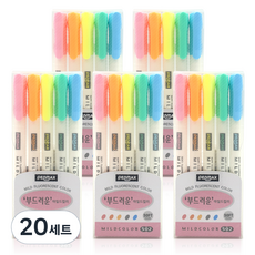 PENMAX 柔和淡彩螢光筆5色組, PINK, ORANGE, YELLOW, BLUE GREEN, BLUE, 20套