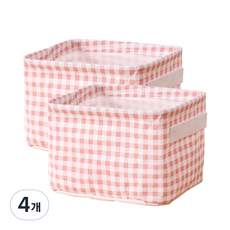 미네뜨 코튼 패브릭 바구니, 핑크, 4개