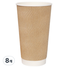 DK CUP Happy Pack Hangyeol 紙杯 隔熱波紋咖啡杯 590ml 牛皮紙, 25入, 8個