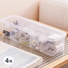 마켓피아 USB 보관 데스크 수납 케이블 정리함, 투명, 4개
