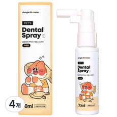 정글몬스터 반려둥물 냥멍칙칙 덴탈 스프레이 먹태향, 4개, 30ml