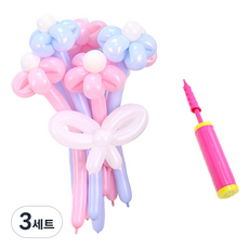 파티쇼 DIY 꽃풍선 꽃다발 만들기 + 손펌프 세트, 마카롱핑크블루, 3세트