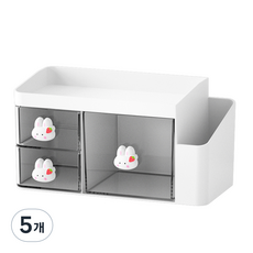 코히모 캐릭터 투명 3단 데스크 오거나이저 4W241, 화이트, 5개