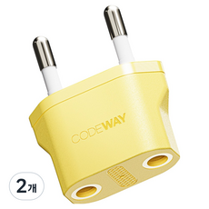 코드웨이 돼지코 220V 변환 유럽형 플러그, 43mm, 옐로우, 2개 43mm, 옐로우, 2개