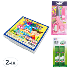 Jong Ie Nara 5000 單面色紙盒 + KOKUYO SAXA 附蓋剪刀 粉紅色 + Narapul 15g x 2入組, 2套, 10色