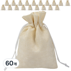 Maket Gamseong 亞麻束口袋 15 x 20, 米色, 60個