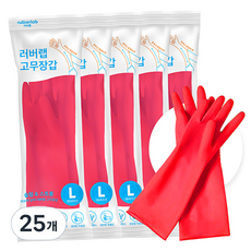 러버랩 국내산 팔목 고무장갑, 체리핑크, 대(L), 25개
