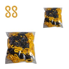 東光安全 塑膠鏈條 黃色 + 黑色 6mm x 5m 2入 + 塑膠連接環 2入, 1套