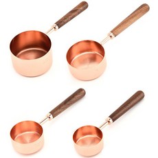 E-home baking 木柄長量杯 玫瑰金 60ml + 80ml + 125ml + 250ml 套組, 1套