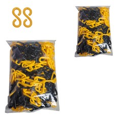 東光安全 塑膠鏈條 黃色 + 黑色 8mm x 5m 2入 + 塑膠連接環 2入, 1套