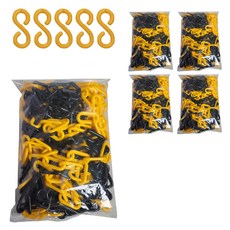 東光安全 塑膠鏈條 黃色 + 黑色 8mm x 5m 5入 + 塑膠連接環 5入, 1套