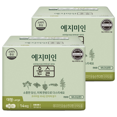 예지미인 윤슬 순한순면 생리대 날개형, 대형, 14개입, 2개