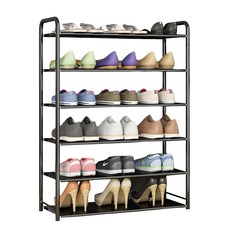 京太陽 金屬收納鞋架 6層 60 x 26 x 89cm, 黑色, 1個