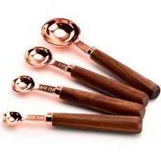 E-home baking 木柄長量匙 玫瑰金4件組, 1套