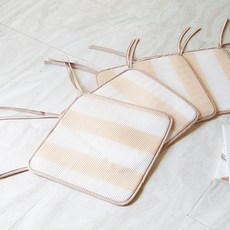 La Pomme 條紋兩用涼爽微風3D空氣網格涼墊 4入, 淺米色