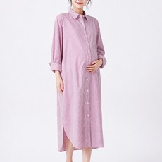 I CAN SIMPLE 清爽寬鬆條紋孕婦襯衫式洋裝