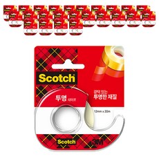 스카치 다용도 테이프 522D 디스펜서 12mm x 20m, 투명, 25개