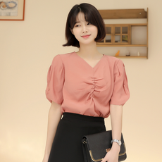 BBAEBBAE 女款抓皺細節泡泡袖短袖上衣