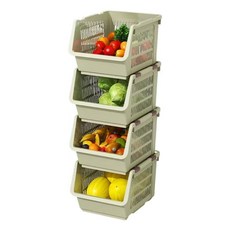 品屋 小號可疊加置物筐, 省空間收納, 29 x 34 x 26cm, 綠色, 1個