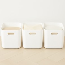 보노하우스 국내 제조 팬트리수납 정리 손잡이 바스켓, 화이트, 3개