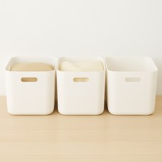 보노하우스 국내 제조 팬트리수납 정리 손잡이 바스켓, 크림, 3개