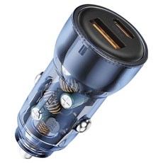 welly 淨透 PD60W急速充電 雙孔USB車充 12V/24V通用, WD03-1260CA, 藍色