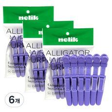 nelik 大型鯊魚夾 6入, 紫色, 6個