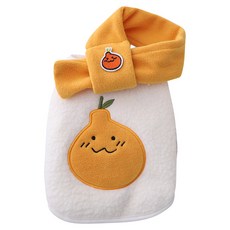 YOGiSSO 寵物絨毛背心+圍巾 可愛造型, 凸頂柑造型款 橘色 + 白色, 1組