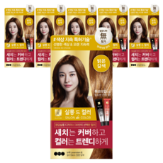 엘라스틴 살롱 드 컬러 앤 새치 염색 크림, 밝은갈색, 6개
