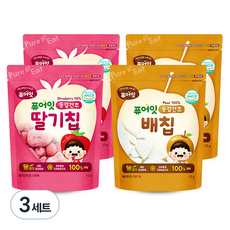 퓨어잇 내이브로 딸기칩 12g x 2p + 배칩 12g x 2p, 딸기맛, 배맛, 3세트