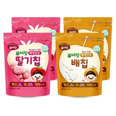 퓨어잇 내이브로 딸기칩 12g x 2p + 배칩 12g x 2p, 딸기맛, 배맛, 1세트