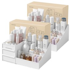 Block Mart 多用途化妝品收納盒, 白色, 2個