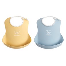 BABYBJORN 寶寶立體圍兜 4個月以上, 黃色 + 藍色, 2個, 1組