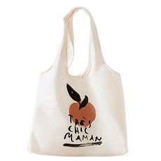 E.City 塗鴨風水果圖案單肩提袋 帆布, 36 x 32 x 8cm, 優雅橘