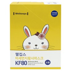 Welkeeps 細懸浮微粒黃沙口罩 小型 KF80, 25片, 1盒, 白色