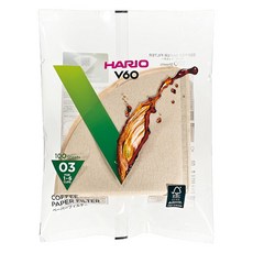 HARIO V60無漂白03濾紙 VCF-03-100M 1~6杯, 100張, 1包