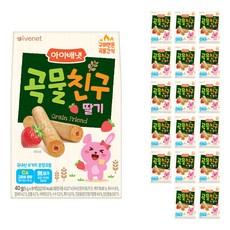 아이배냇 곡물친구, 딸기, 18개, 40g
