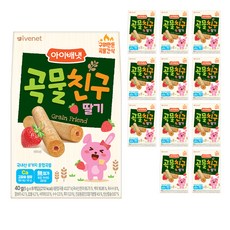 아이배냇 곡물친구, 딸기, 40g, 12개