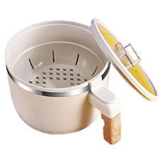 小麥購物 雙層瀝水泡麵碗 附瀝水籃 C581 395g, 米色, 1個