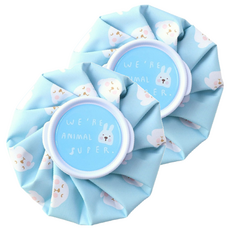 FANCY LIFE 圓形藍色小狗可愛造型冷熱敷袋 舒緩不適, 2個