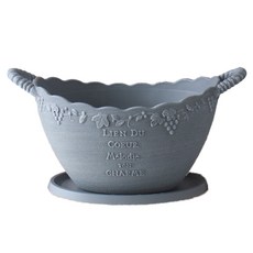 MORIANN 復古塑膠花盆+底盤 橢圓形 2618, 1組, 藍色