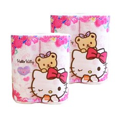 HAYASHI HELLO KITTY印花滾筒衛生紙, 100%原木紙漿, 超細柔雙面印花, 特殊柔軟加工, 不使用螢光染料, 30m, 4捲, 2袋