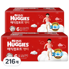 HUGGIES 好奇 Magic Comfort褲型尿布, 第6階段, 216片