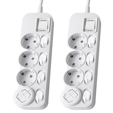 EcoPowerTap LED獨立過負載斷路延長線 4孔, 3m, 白色+保護蓋(隨機出貨), 2個