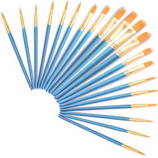 O-ON 油畫水彩細筆 圓頭扁頭畫筆混合組, 2套, 10種