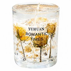 拍平方 果凍香氛蠟燭 小款 8.5 x 7cm, 黄玫瑰 + 白桃烏龍, 160g, 1個