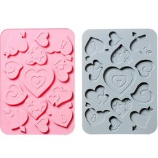 e-home baking 各式愛心13孔矽膠模具 2件組, 藍色, 粉紅色, 1套