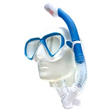 ButterflyFish 蝴蝶魚 兒童潛水面鏡呼吸管 10~18歲適用, 藍白色, MKSC2402, 350g, 1組