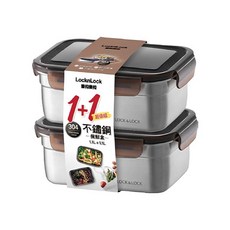 LocknLock 樂扣樂扣 不鏽鋼保鮮盒 長方形, 1.1L x 2個, 1組