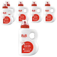 비앤비 섬유 유아 세제 베이비파우더향, 1.5L, 6개
